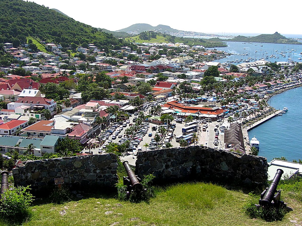 The view over Marigot and its harbour from Fort Louis, Saint-Martin