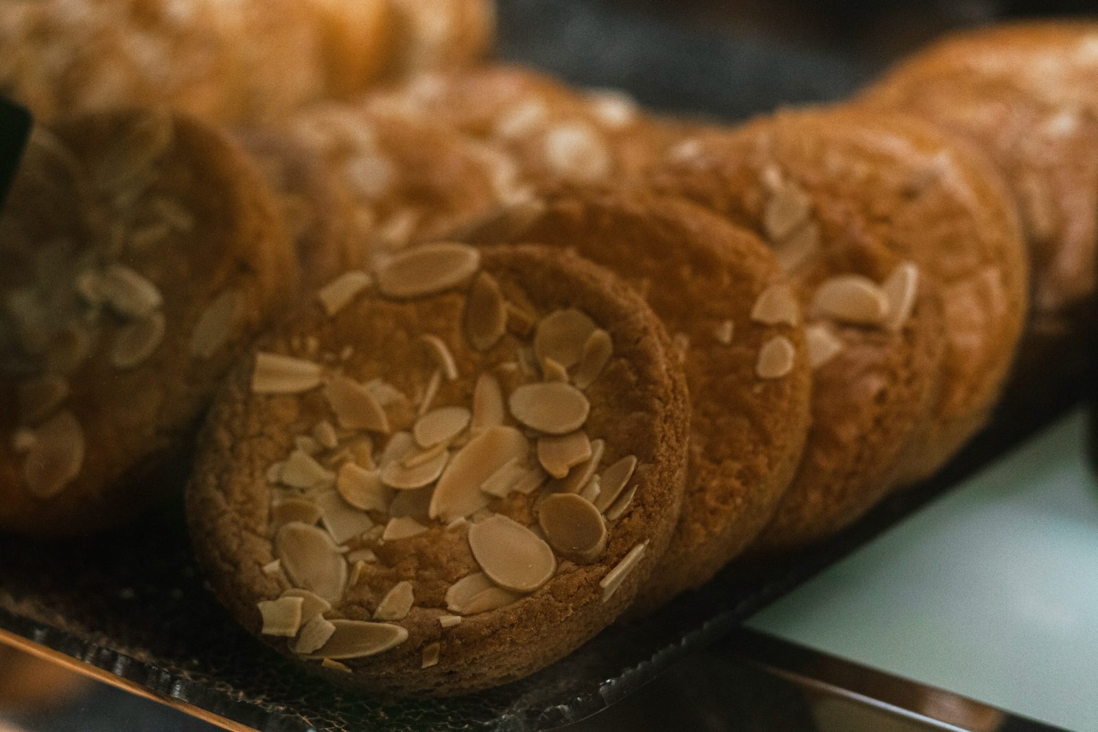 Almond croissants dusted with sliced almonds