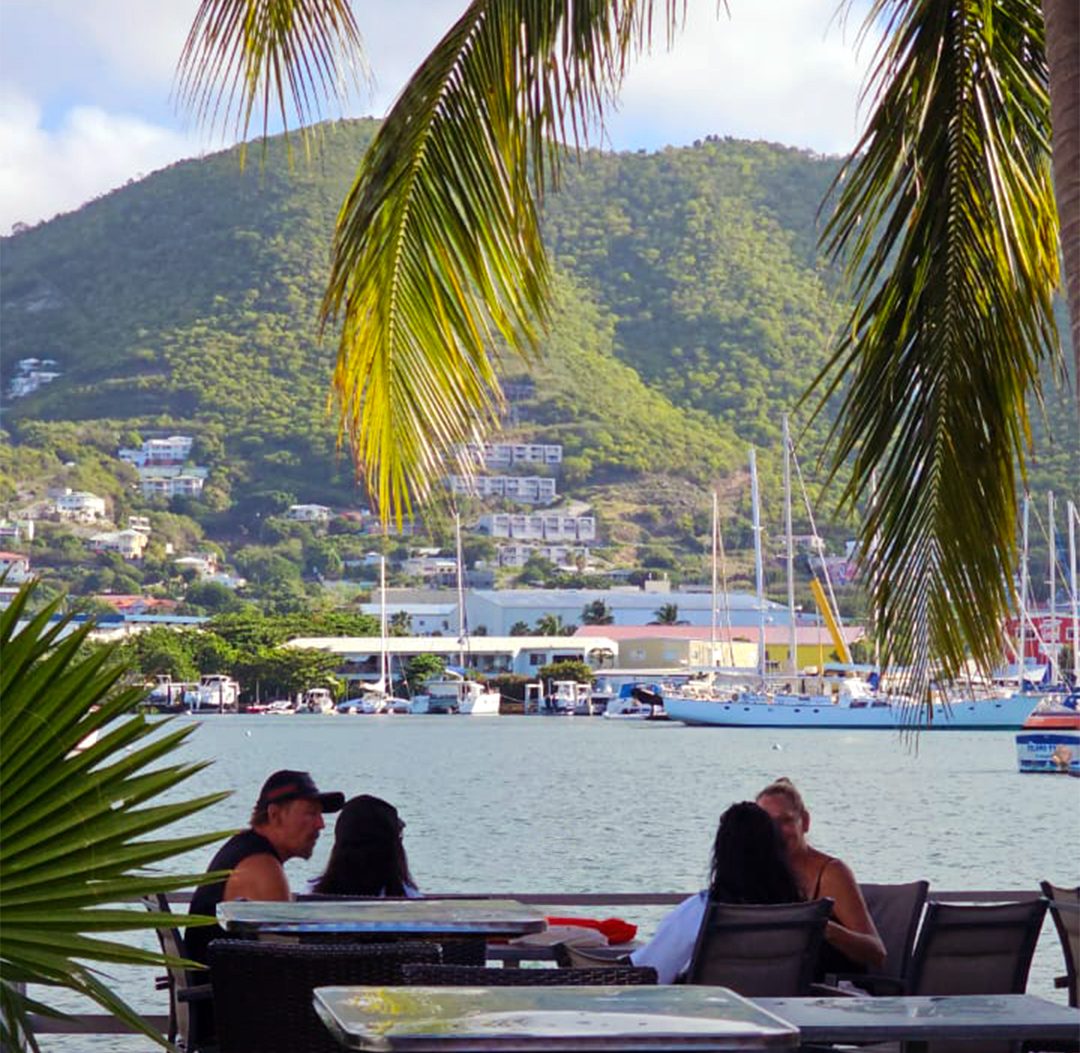 The view over Simpson Bay Lagoon from the La Sucriere terrace
