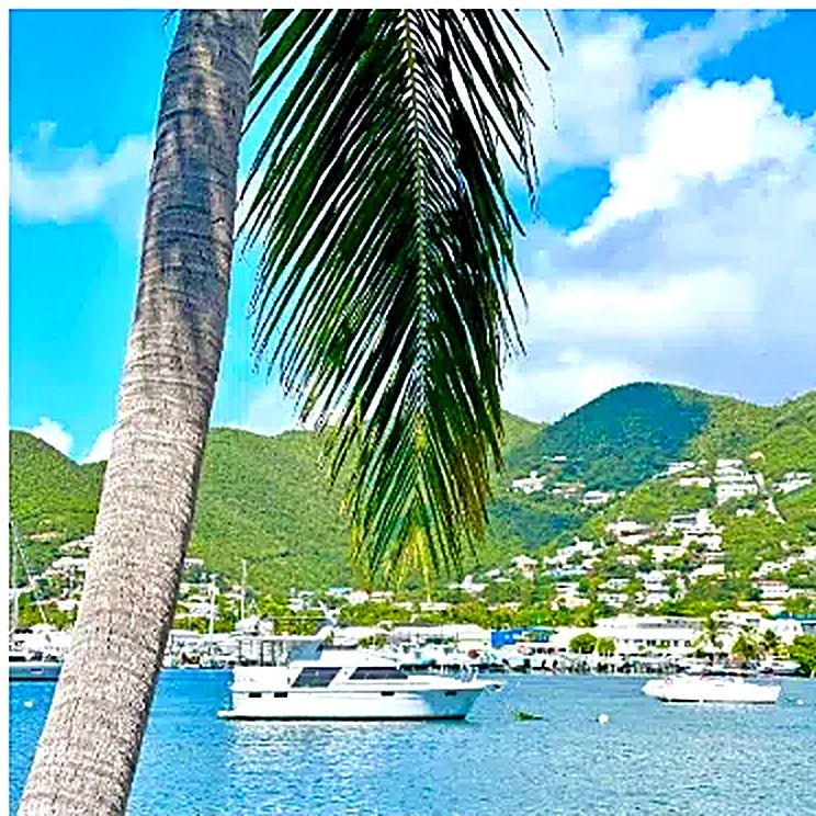 Yachts moored on Simpson Bay Lagoon beside the La Sucriere waterfront maison